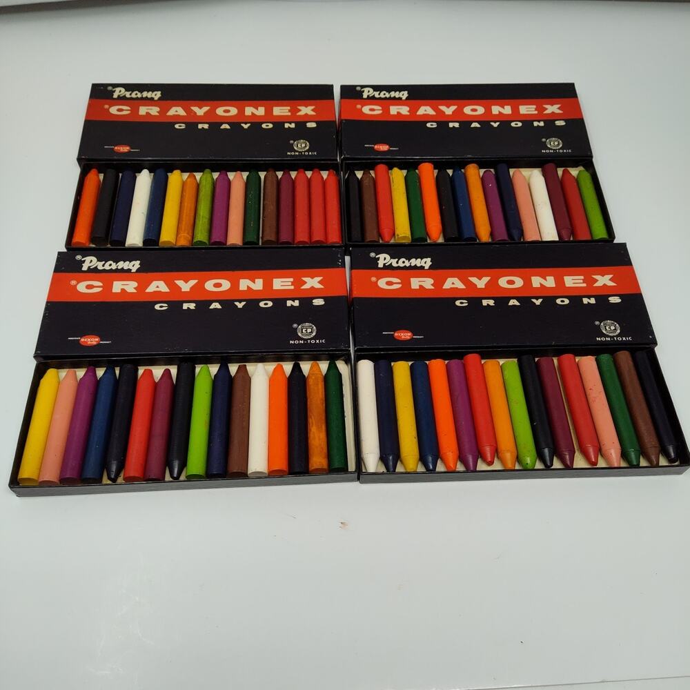 4X Vintage Prang Crayonex Multicolor Crayons 4 Sets Used